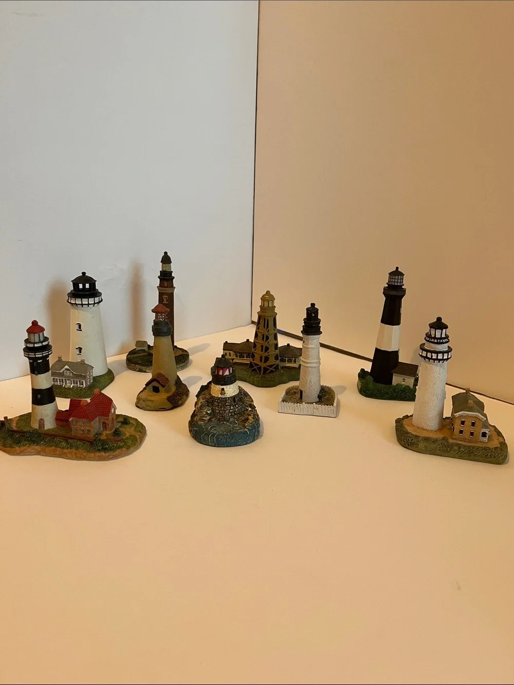 9 Assorted White and Black Lighthouse Decorative Accents - Unbranded